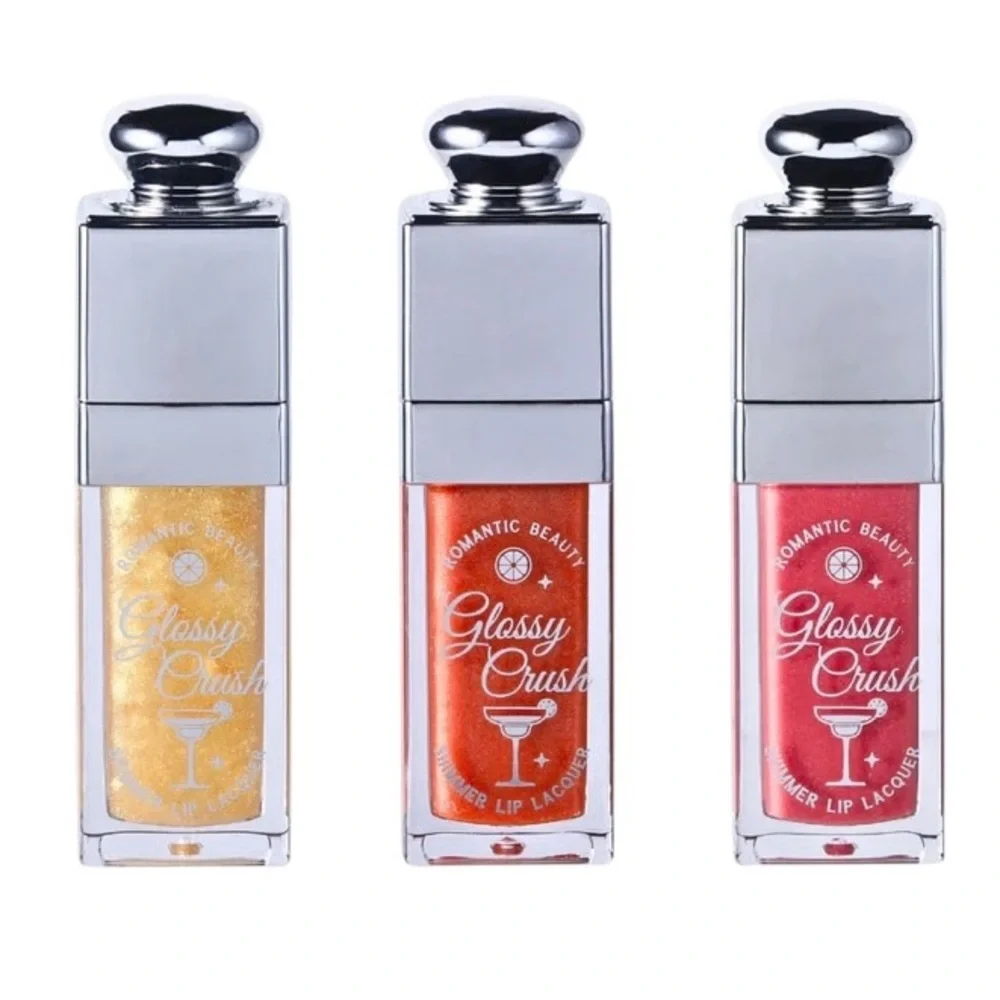 Romantic Beauty #3 Shimmer Lip Lacquer Gloss Glossy Ruby Crush Dark Reddish Pink
